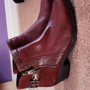 Reiker Red Leather Heel Boots Size EU41/US9.5